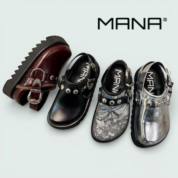 2026春夏新作 MANA マナ オーネイト サボ シューズ バック ベルト ウエスタン 本革 靴 ...