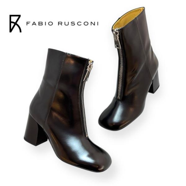 FABIO RUSCONI ファビオルスコーニ ブーツ センタージップ オブリークトゥ ヒール 靴 ...