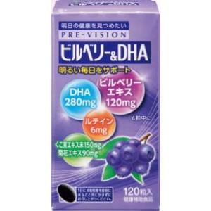 【軽減税率】湧永製薬 プレビジョン ビルベリー&amp;DHA 120粒　ビルベリー　DHA含有精製魚油　ル...