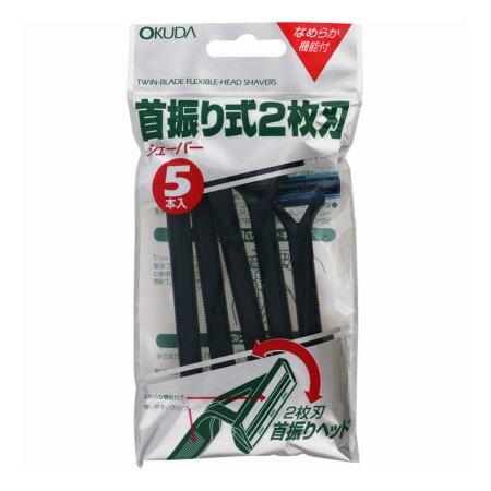 奥田薬品 首振り式２枚刃シェーバー　5本入り