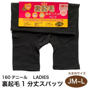 ゆったりJM-L 160デニール 裏起毛 1分(2分)丈 スパッツ  (メール便3点まで配送可)  股下長め/あったか/あたたか/スクール/大きめサイズ