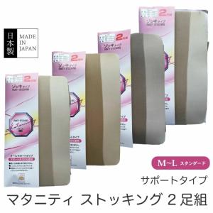 (メール便対応個数・・3組まで) 両面マチ パンティストッキング 2足組 M-LLフリー 大寸 マタニティ 日本製 ベージュ ゾッキ サポート