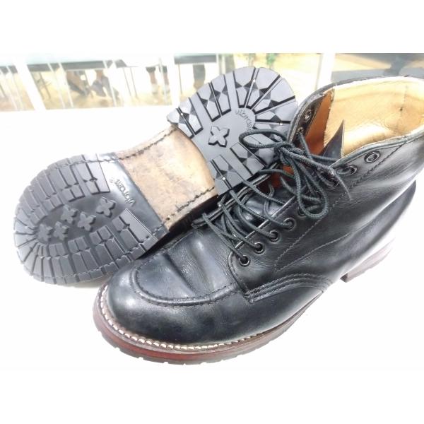 靴修理 ビブラム2333ハーフソール + vibram 1205 ヒール ブーツ修理 レッドウイング...
