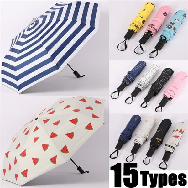 15タイプ 軽量折りたたみ傘 かさ ビニール傘 晴雨兼用傘 雨傘 レディース 日傘 スイカ チェック...