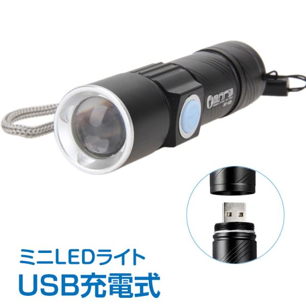 LEDライト ミニ USB充電式 小型 明るい 防水 高輝度 多機能 コンパクト ズーム機能 電池交...