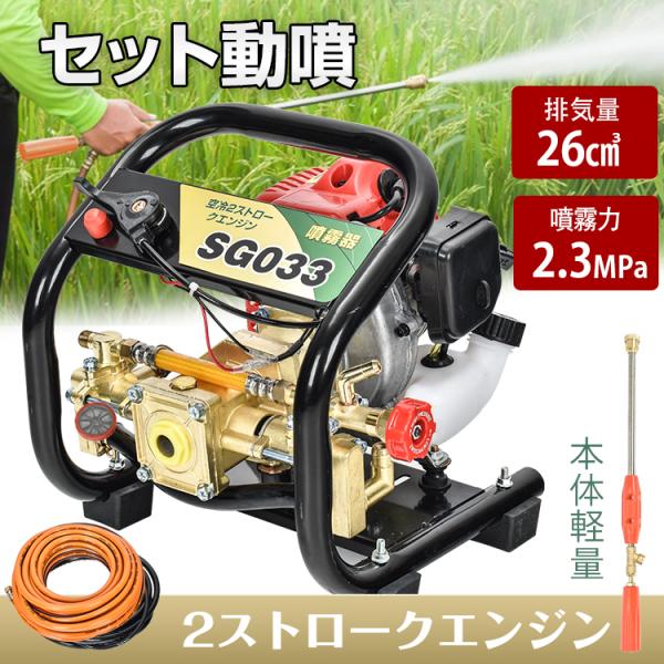 エンジン噴霧器 タンクレス ポータブル噴霧器 動力 ピストンポンプ 小型 軽量 吸水・余水ホース ノ...