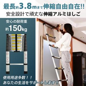 はしご 3.8m 伸縮はしご 伸縮 伸縮梯子 ...の詳細画像1
