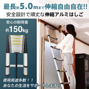 はしご 5m 伸縮 梯子 アルミ製 伸縮はしご...の詳細画像1