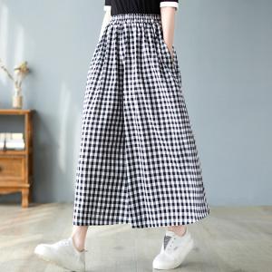 2パターン有り ワイドパンツ レディース ロング丈 ギンガムチェック