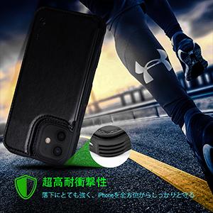 iPhone 12/12 Pro/12 mini/12 pro max ケース 背面 カードケース 米軍軍事規格 スマホケース 手帳型 財布型 カバー ip12-bmck-arae