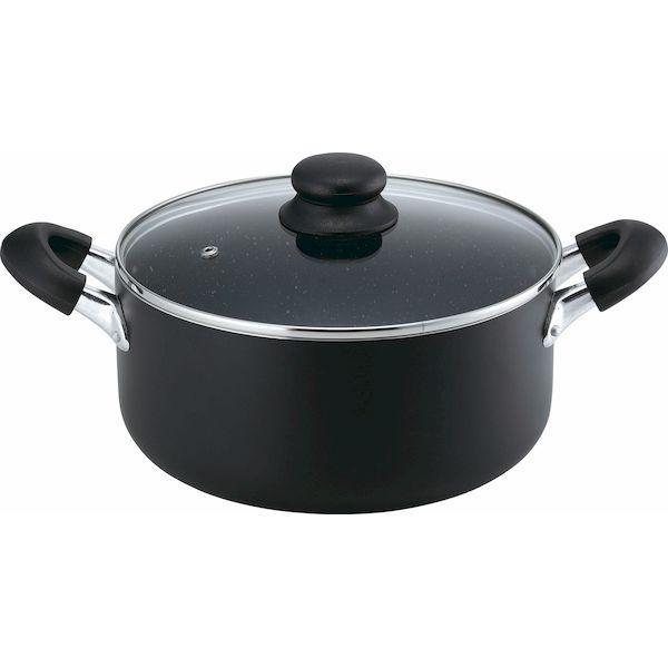 カクセー GMB-06 マーブラック IH対応 マーブル深型両手鍋 24cm GMB06