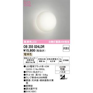 安心のメーカー保証 OB255024LDR （ランプ別梱包） 『OB255024#＋NO295GL』 オーデリック ブラケット 一般形 LEDの商品画像