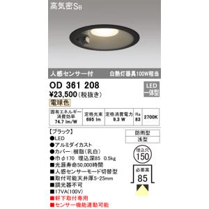 OD361208 オーデリック照明器具 ポーチライト 軒下用 LED