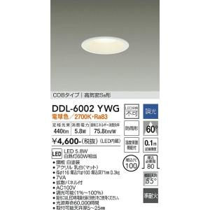 安心のメーカー保証【インボイス対応店】【送料無料】大光電機照明器具 DDL-6002YWG ダウンラ...