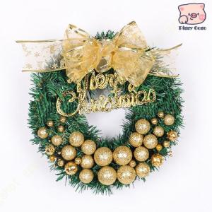 クリスマスリース クリスマス花輪 ナチュラルリース 蝶結び ボール 装飾輪 玄関 庭園 ドア ぶら下げ飾り 壁掛けフラワー 北欧風 玄関リース