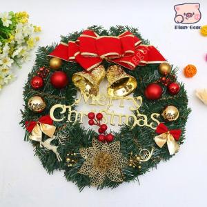 クリスマスリース 果実物語 来年順調語り 玄関リース ドアチャーム 装飾 デコレーション X’mas 飾り 輪 緑 金 贈り物 造花 ギフト 年末 冬