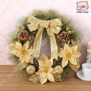 クリスマスリース ナチュラル かわいい 壁掛け クリスマス オーナメント フラワーリース Merry Christmas 玄関リース ドアリース