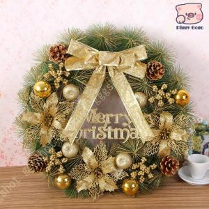 クリスマスリース ナチュラル かわいい 壁掛け クリスマス オーナメント フラワーリース Merry Christmas 玄関リース ドアリース