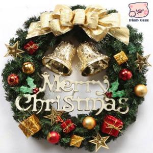 クリスマス リース クリスマス花輪 豪華 オーナメント ガーランド ボール 鈴 ベル かわいい ナチュラルリース 大きい 玄関 ドア 庭園 壁掛け