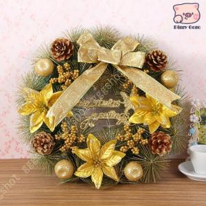 クリスマスリース ナチュラル かわいい 壁掛け クリスマス オーナメント フラワーリース Merry Christmas 玄関リース ドアリース