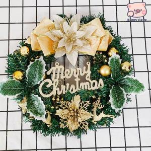 クリスマスリース クリスマス花輪 ドア 玄関 庭園 壁飾り ガーランド ボール 花 葉 オーナメント デラックスリース かわいい ゴージャス