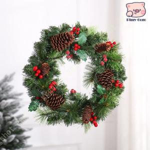 クリスマス 飾り クリスマスリース 松笠 果実物語 来年順調語り 玄関リース ドアチャーム 装飾 デコレーション X’mas 飾り 輪 緑 贈り物