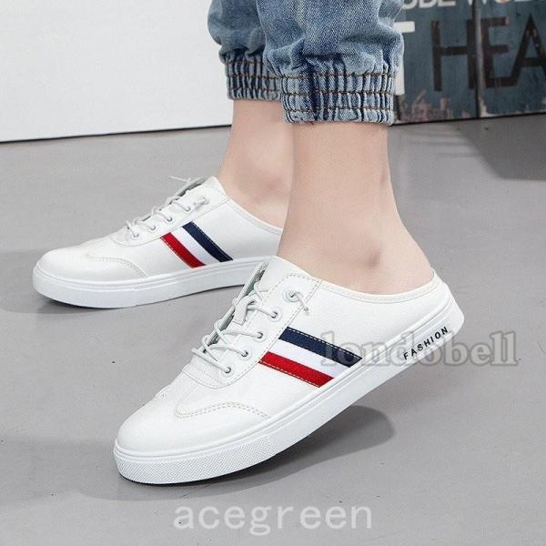 ローカットスニーカー メンズ 夏サンダル かかとなし スリッパ フラットサンダル バブーシュ 軽量 ...