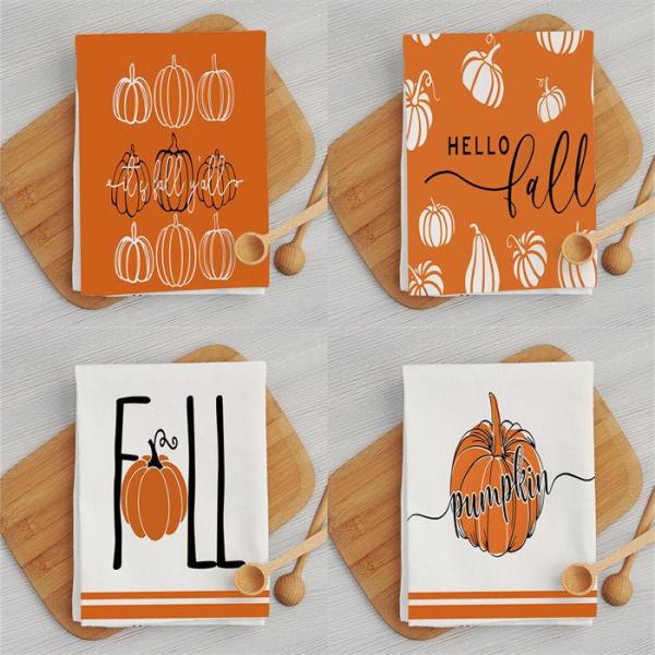 ハロウィン 4枚セット キッチンタオル キッチンクロス ふきん 台拭き 食器拭き 手拭きタオル キッ...