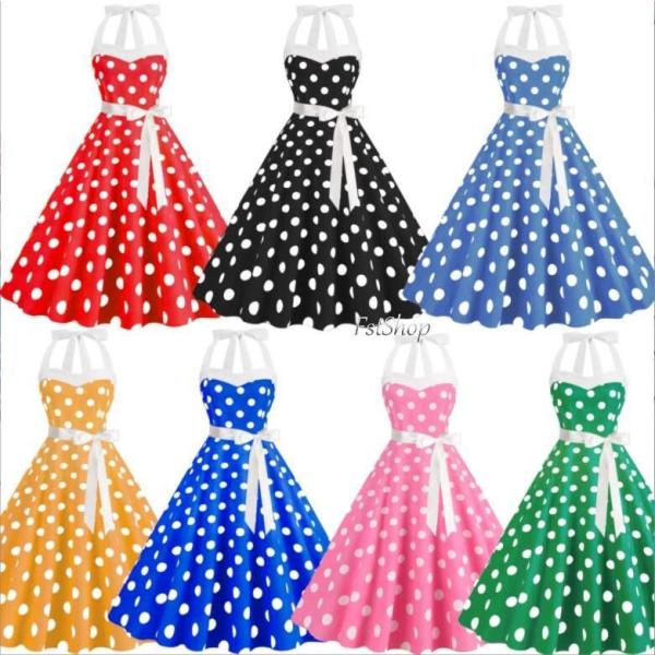 フレアワンピース レトロワンピース 水玉柄ノースリーブ大きい裾 ロング丈 フランス風 レディースダン...