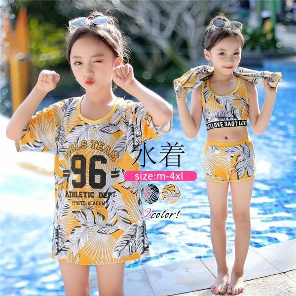 【値下げ】子供セパレート水着 3点セット ラッシュガード水着 タンキニ水着 ジュニア ビキニ 女の子...