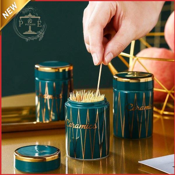 爪楊枝入れ 爪楊枝 キッチンツール キッチン用品 小物入れ フタ付き 滑り止め加工 円柱型 卓上用品...