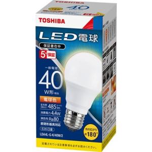PanasonicLED電球 LDA5L-G/40W-2 25個セット 電球色 TOSHIBA（東芝） 電球色 40W形相当 LDA5L-G/40W/2 配光角約260度 全