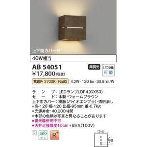 AB54051  照明器具 ブラケット (40W相当) LED（電球色） コイズミ照明(PC)｜akariyasan