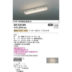 AH54189  照明器具 防塵・防水ベースライト (FHF16W相当(高出力)) LED（電球色） コイズミ照明(KAC)｜akariyasan