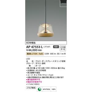 AP47553L  照明器具 ペンダント (プラグ)・レール専用 LED（電球色） コイズミ照明(PC)｜akariyasan