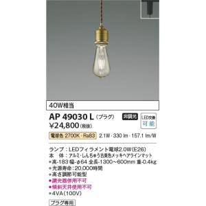 AP49030L  照明器具 ペンダント (プラグ)・レール専用 LED（電球色） コイズミ照明(P...