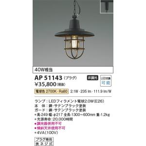 AP51143  照明器具 ペンダント (プラグ)・レール専用 LED（電球色） コイズミ照明(PC)｜akariyasan