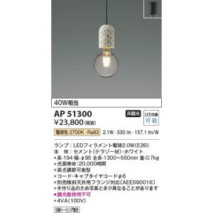 AP51300  照明器具 ペンダント (天井直付) LED（電球色） コイズミ照明(PC)