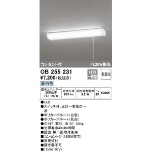 OB255231 ひもスイッチ付流し元灯  (FL20W相当) LED（昼白色） オーデリック(ODX) 照明器具｜akariyasan