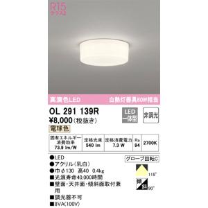 OL291139R 小型シーリングライト  (白熱灯60W相当) LED（電球色） オーデリック(ODX) 照明器具｜akariyasan