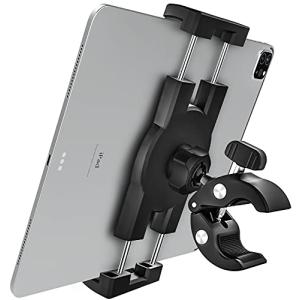 EXSHOW フィットネスバイクタブレットホルダー スピンバイクタブレットスタンド 滑り止めクランプ式パイプホルダー ランニングマシーンタブレッ