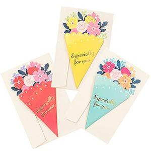 moin moin メッセージ カード + 封筒 3種セット/花束 花 フラワー ブーケ 型 薔薇 ローズ グリーディング 祝福 レの商品画像