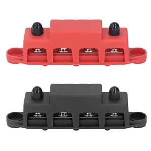 2Pcs バスバーターミナル バスバー 配電ブロック 48VDC 250A M8 ネジ 4 端子 自動車 RVボート ヨット用 赤と黒