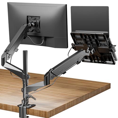 止めネジ式VESA工匠藤井 デュアルモニターアーム 液晶ディスプレイアーム PCトレイ付き 高度0-...