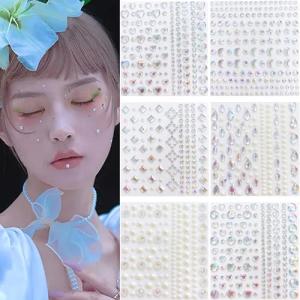 WIEXUN 6枚 ラインストーン フェイスシール キラキラ 3D 光る セット 星 月 キラキラ 涙メイク フェイスストーン 顔面デコ ネイル