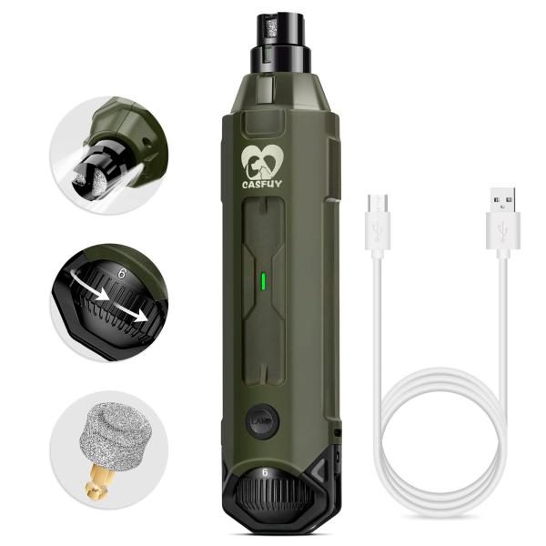 Casfuy 犬爪切り電動 6スピード - 最新の強化されたペット用ネイルグラインダー 充電式電動犬...
