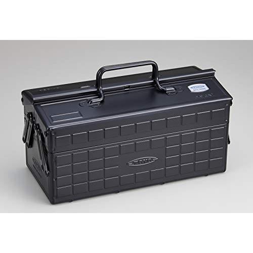 TOYO スチール製２段式工具箱（ツールボックス） ST-350BK 半艶黒