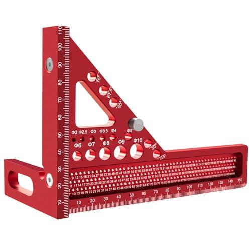 EsiFare 木工用三角定規 直角定規 ダボピン付き スクエア分度器 角度定規 3Dマルチアングル...