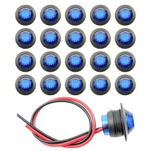 HTharros LEDサイドマーカーランプ 12V 24V ブルー 車幅灯 丸型 3LED 20個セット トラック トレーラー バス用 青｜あかるストア