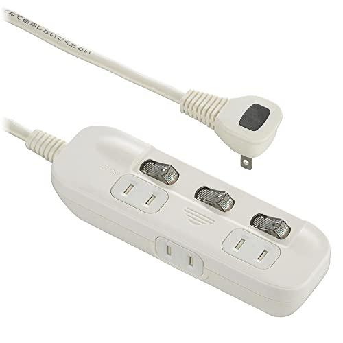 オーム電機 電源タップ 交互コンセント 3個口 2m 電源アダプター対応 個別スイッチ付き ホワイト...